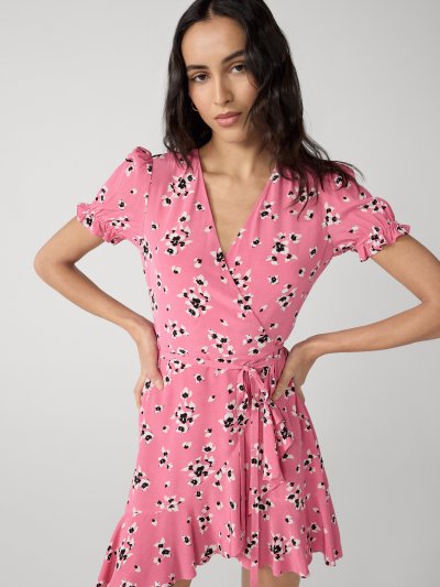 DVF EMILIA MINI DRESS TINY ISLAND ORCHID BOUQUET BERRY KISS