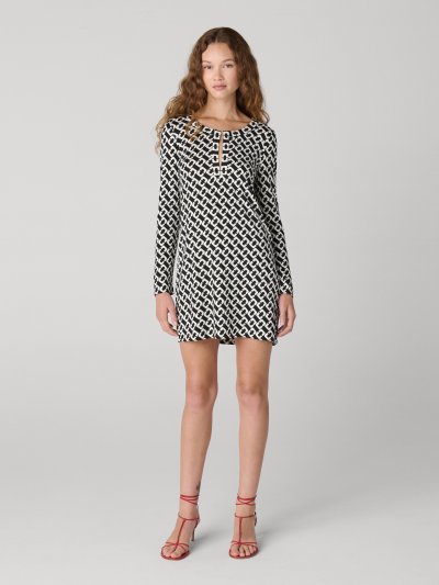 DVF REINA DRESS CHAIN LINK MEDIUM BLACK