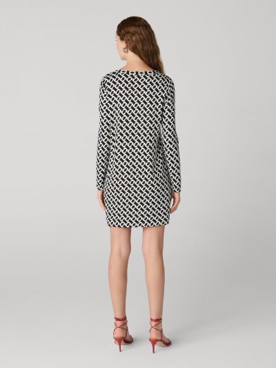 DVF REINA DRESS CHAIN LINK MEDIUM BLACK