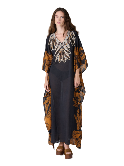 DVF	LUMI DRESS	TIGER LILY BLACK PLACEMENT