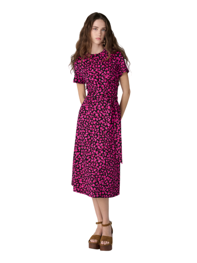 DVF CHEYENNE DRESS LASER ROSE MINI INDIAN PINK