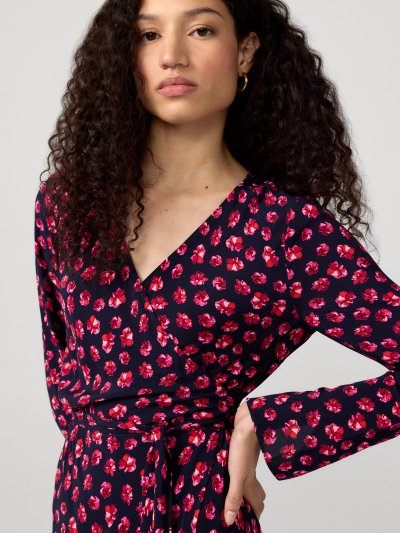 DVF TILLY DRESS HIBISCUS DOT MARITIME