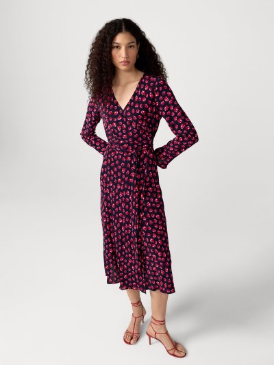DVF TILLY DRESS HIBISCUS DOT MARITIME