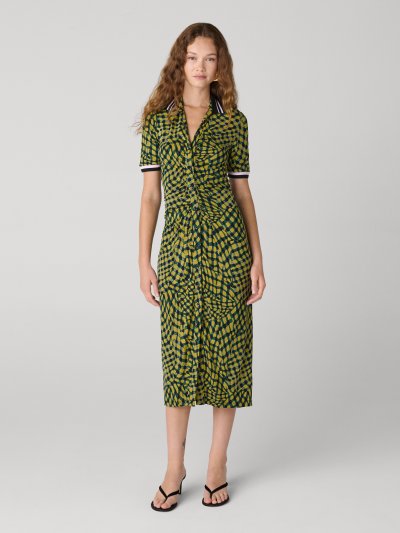 DVF	ZOEY DRESS	FLOATING PLAID MINI ECRU