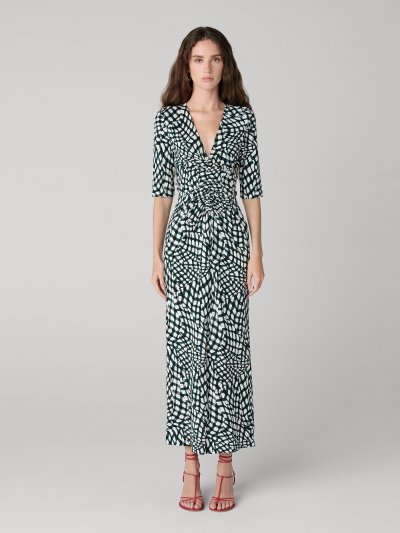 DVF	ALBA DRESS	FLOATING PLAID MINI WHITE