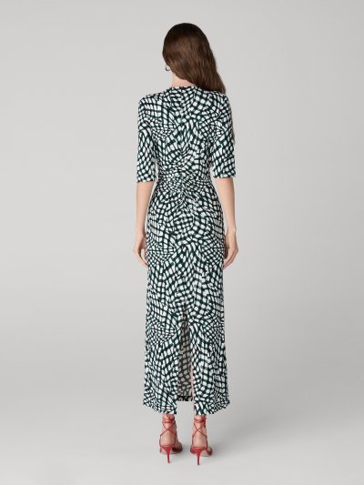 DVF	ALBA DRESS	FLOATING PLAID MINI WHITE