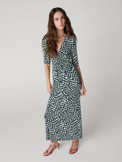 DVF	ALBA DRESS	FLOATING PLAID MINI WHITE