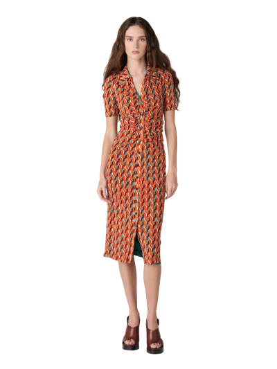 DVF	ZOEY REVERSIBLE DRESS	WHY NOT RED CLAY/TG LY MINI SUMM TURQ