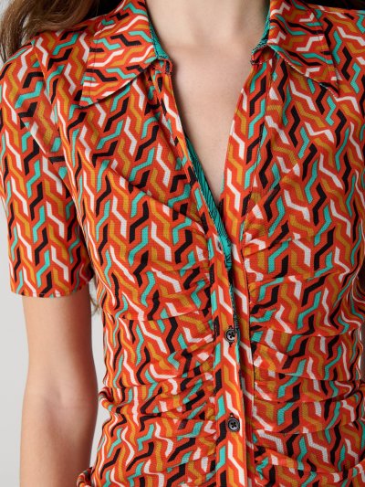 DVF	ZOEY REVERSIBLE DRESS	WHY NOT RED CLAY/TG LY MINI SUMM TURQ