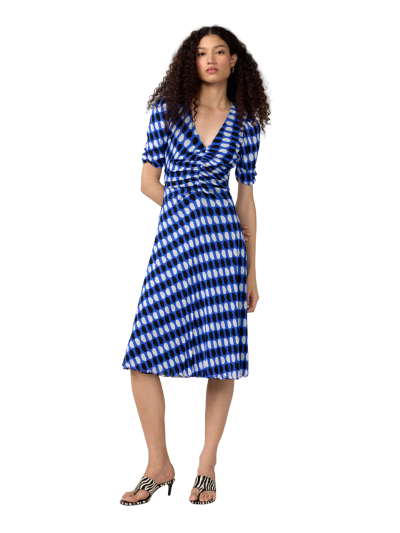 DVF KOREN REVERSIBLE DRESS BAY LEAF BLACK AND JELLY DOT AQUARIUS
