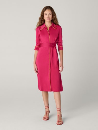 DVF	DIANE SHIRT DRESS BEET PINK