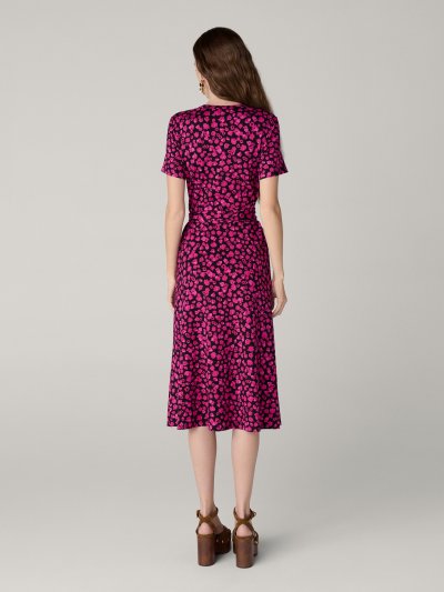 DVF CHEYENNE DRESS LASER ROSE MINI INDIAN PINK