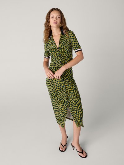 DVF	ZOEY DRESS	FLOATING PLAID MINI ECRU