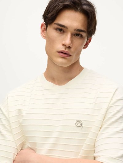 KARL LAGERFELD - IKON STRUCTURE STRIPED T-SHIRT