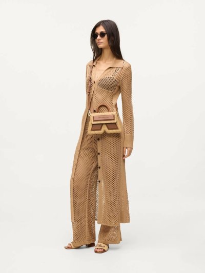KARL LAGERFELD - IKON/K TPH CROSSBODY RAFFIA NATURAL TAN