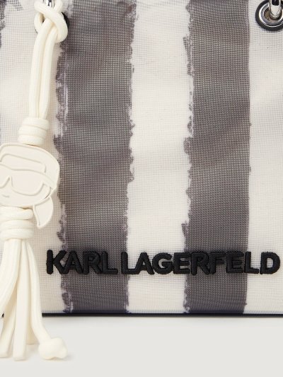 KARL LAGERFELD - IKON MESH SM TOTE BLACK STRIPES