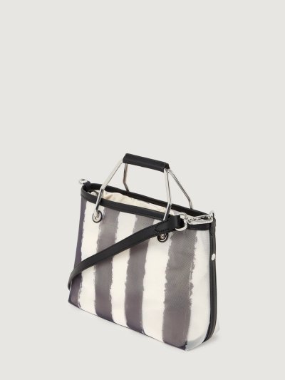 KARL LAGERFELD - IKON MESH SM TOTE BLACK STRIPES