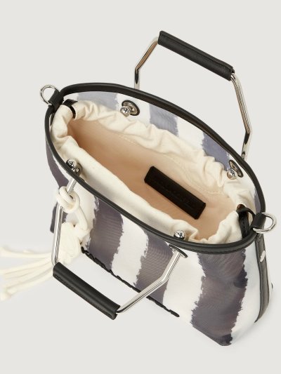 KARL LAGERFELD - IKON MESH SM TOTE BLACK STRIPES