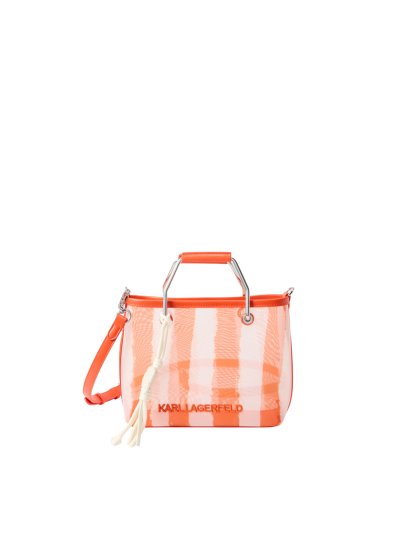 KARL LAGERFELD - IKON MESH SM TOTE GRAPEFRUIT STRIPES