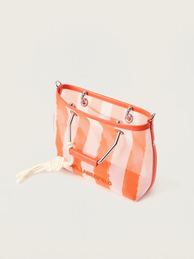 KARL LAGERFELD - IKON MESH SM TOTE GRAPEFRUIT STRIPES