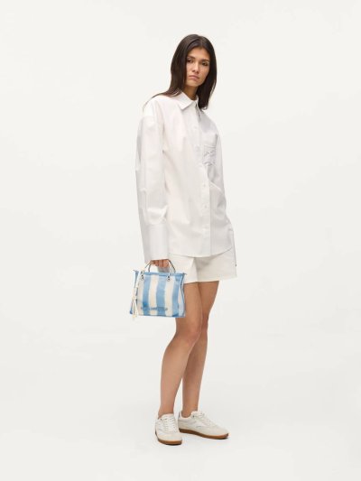 KARL LAGERFELD - IKON MESH SM TOTE BLUE BLOOM STRIPES