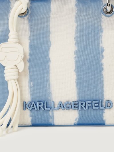 KARL LAGERFELD - IKON MESH SM TOTE BLUE BLOOM STRIPES
