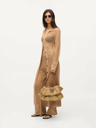KARL LAGERFELD - K/SIGNATURE FL SHB RAFFIA RUFF NATURAL TAN