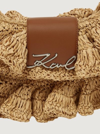 KARL LAGERFELD - K/SIGNATURE FL SHB RAFFIA RUFF NATURAL TAN