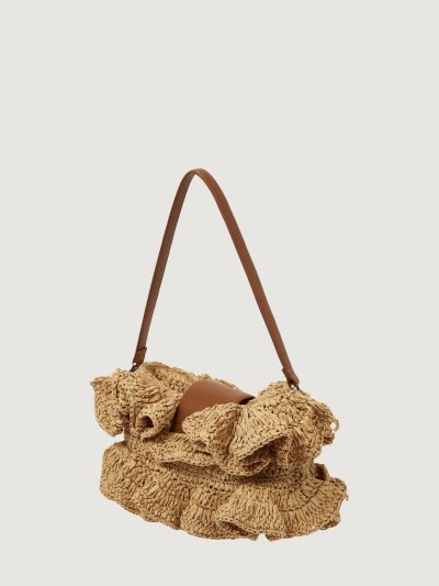 KARL LAGERFELD - K/SIGNATURE FL SHB RAFFIA RUFF NATURAL TAN