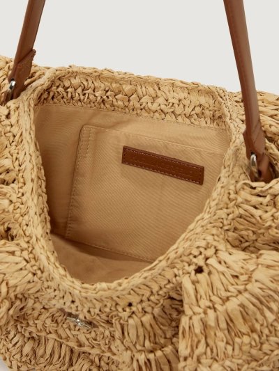 KARL LAGERFELD - K/SIGNATURE FL SHB RAFFIA RUFF NATURAL TAN