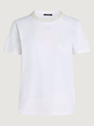 KARL LAGERFELD - PEARL DETAIL T-SHIRT