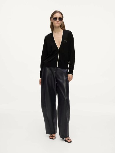 KARL LAGERFELD - ESSENTIAL MERINO WOOL CARDIGAN