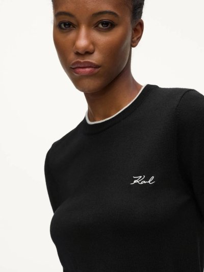 KARL LAGERFELD - ESSENTIAL MERINO WOOL SSLV TEE