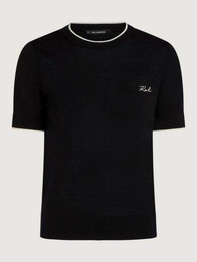 KARL LAGERFELD - ESSENTIAL MERINO WOOL SSLV TEE