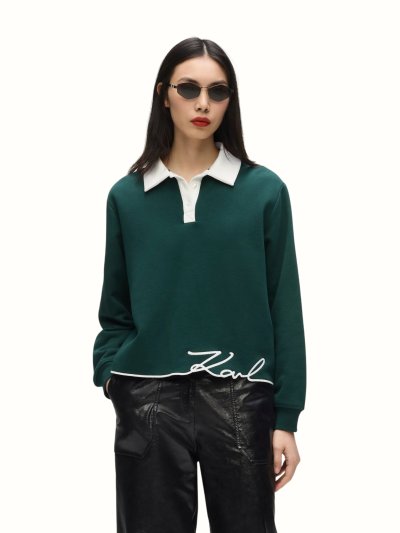 KARL LAGERFELD - SIGNATURE HEM POLO SWEATSHIRT