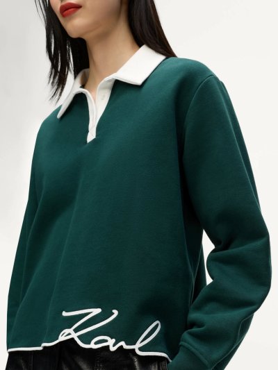 KARL LAGERFELD - SIGNATURE HEM POLO SWEATSHIRT