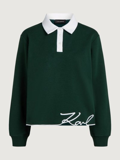 KARL LAGERFELD - SIGNATURE HEM POLO SWEATSHIRT