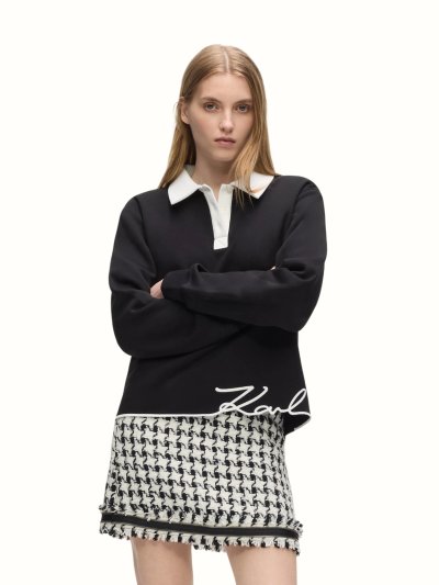 KARL LAGERFELD - SIGNATURE HEM POLO SWEATSHIRT