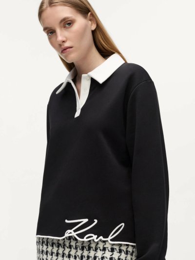 KARL LAGERFELD - SIGNATURE HEM POLO SWEATSHIRT