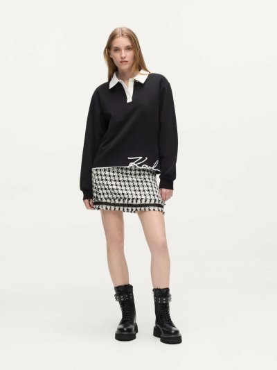 KARL LAGERFELD - SIGNATURE HEM POLO SWEATSHIRT