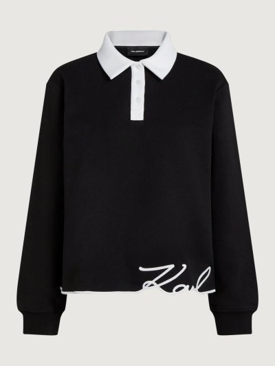 KARL LAGERFELD - SIGNATURE HEM POLO SWEATSHIRT