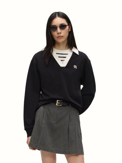 KARL LAGERFELD - IKON FABRIC MIX SWEATSHIRT
