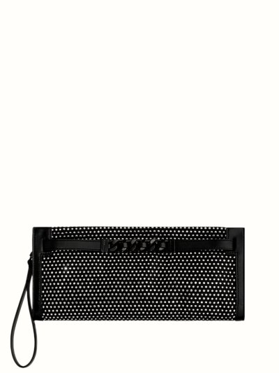 REBECCA MINKOFF CURB LINK CLUTCH WITH CRYSTALS