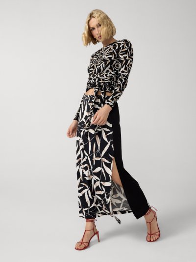 DVF ISADORA SKIRT BAY LEAF BLACK AND BLACK