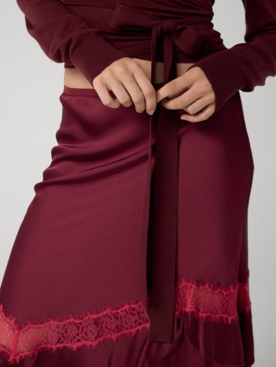 DVF SYLVIE SKIRT CHERRY WOOD