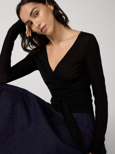 DVF BALLERINA WRAP TOP BLACK
