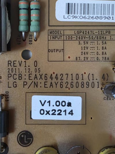 Power Supply  LG รุ่น 42LS4600 42LS5700 42LM5800 พาร์ท EAX64427101