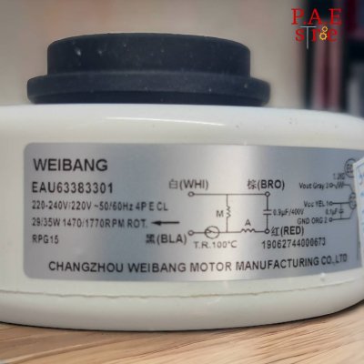 #มอเตอร์คอยล์เย็นแอร์ LG มอเตอร์แอร์แอลจี EAU63383301 29/35W 220-240V/220V 1470/1770RPM มอเตอร์แอร์ อะไหล่แอร์ สินค้าโรงงาน