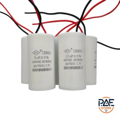 Capacitorคาปาซิเตอร์ แคปแบบสาย CBB60 มีหลายค่าให้เลือก 5 uf 6uf 8uf 12 uf /450v