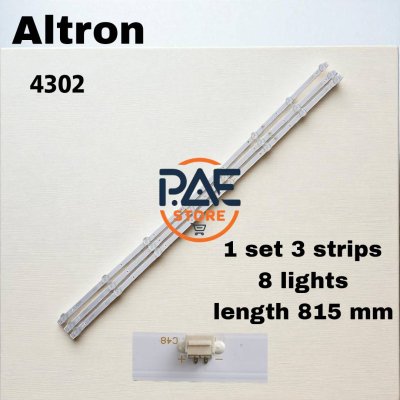 #อัลตรอน Altron หลอดเเบล็คไลท์ทีวี Backlight TV Altron รุ่น LTV-4302 1 set 3 เส้น 8 LED 6 V ยาว 815 mm